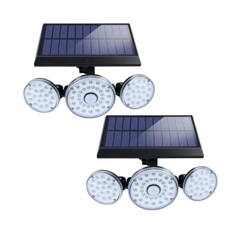 

HOT SALE Solar Lights,3 Head Motion Sensor Lights Adjustable 140LED Flood Lights Outdoor Spotlights 270° Rotatable For Garden,Et