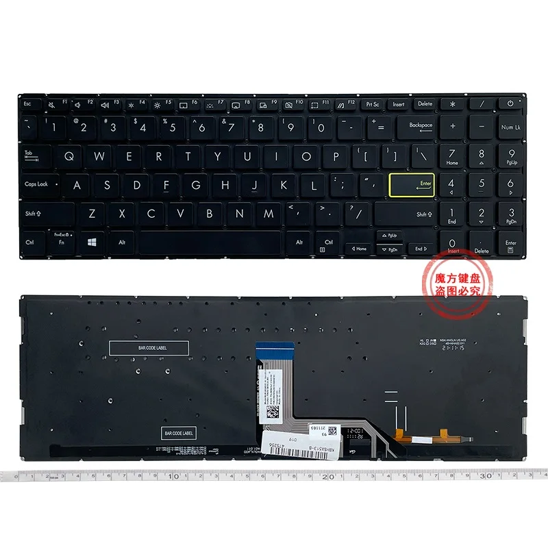 

New US Keyboard Backlit for ASUS VivoBook S15 X513 D513 S513 M513 F513 K513 R513 M5600IA V5050E Q15 E510 Black Backlight