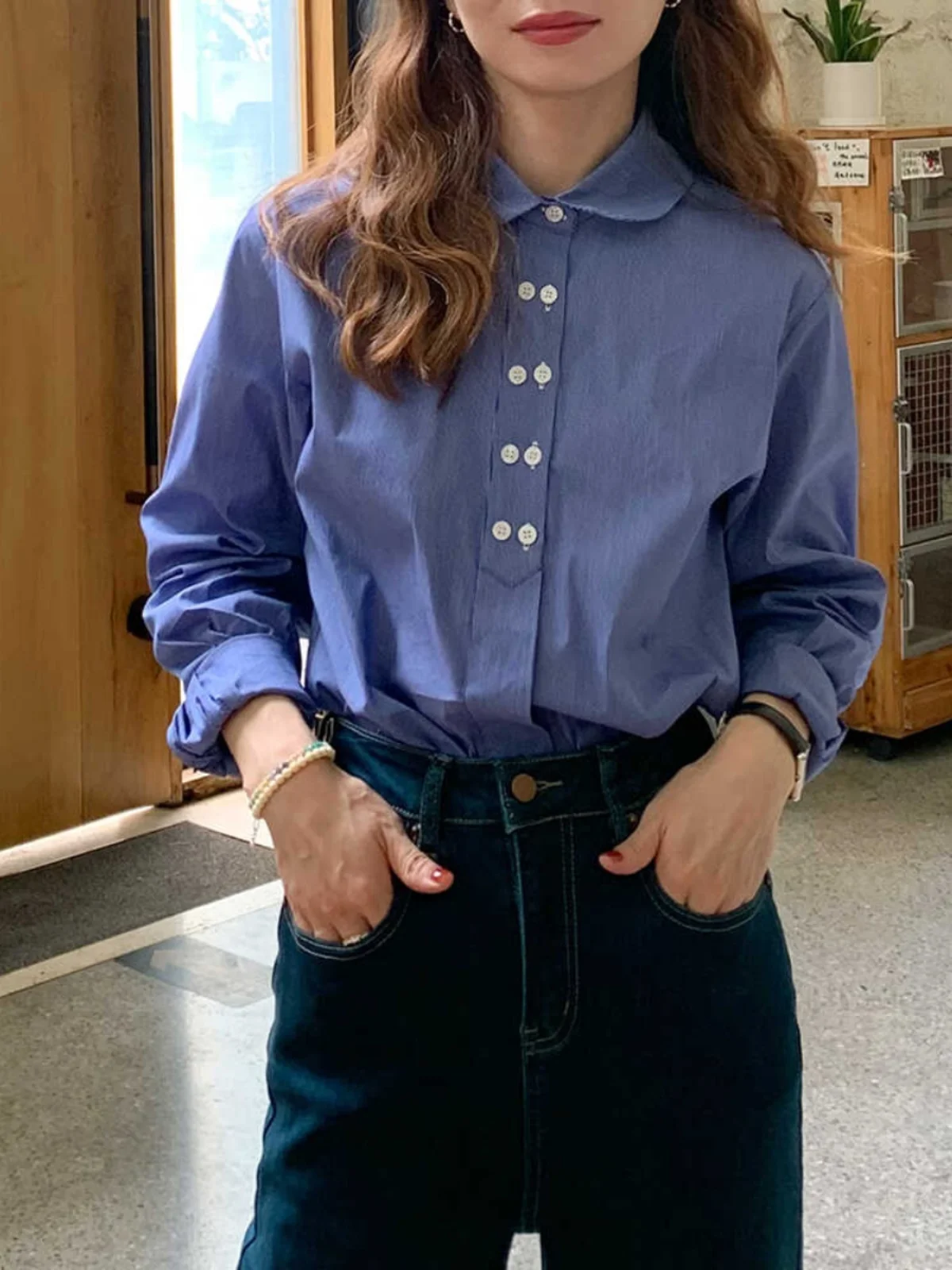 Женские двухбортные рубашки с длинными рукавами в клетку Big Blow DCN домашние