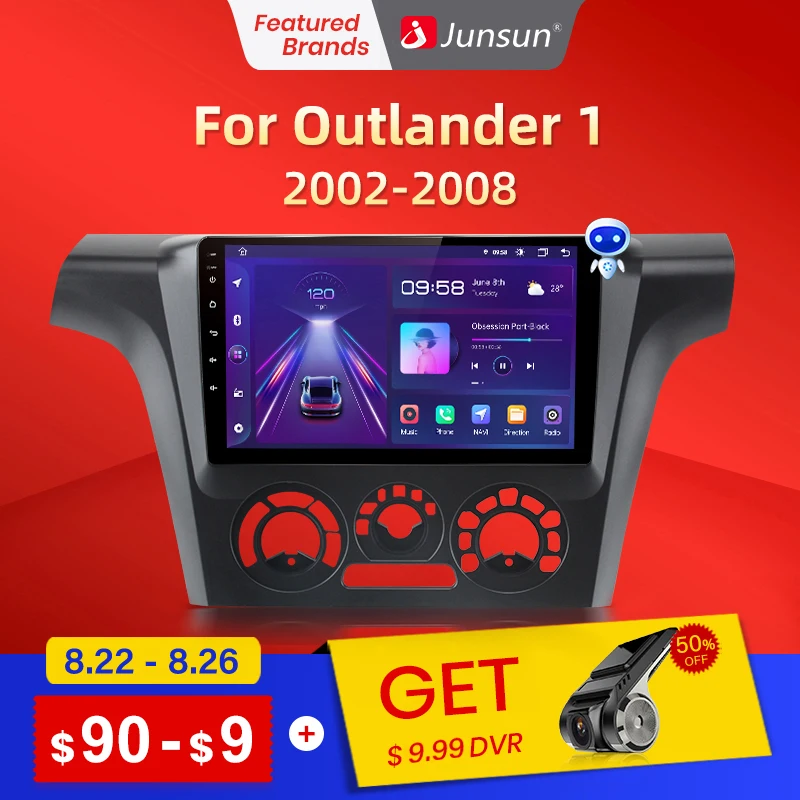 Автомагнитола Junsun V1pro мультимедийный проигрыватель на Android для Mitsubishi Outlander 1 2002 -