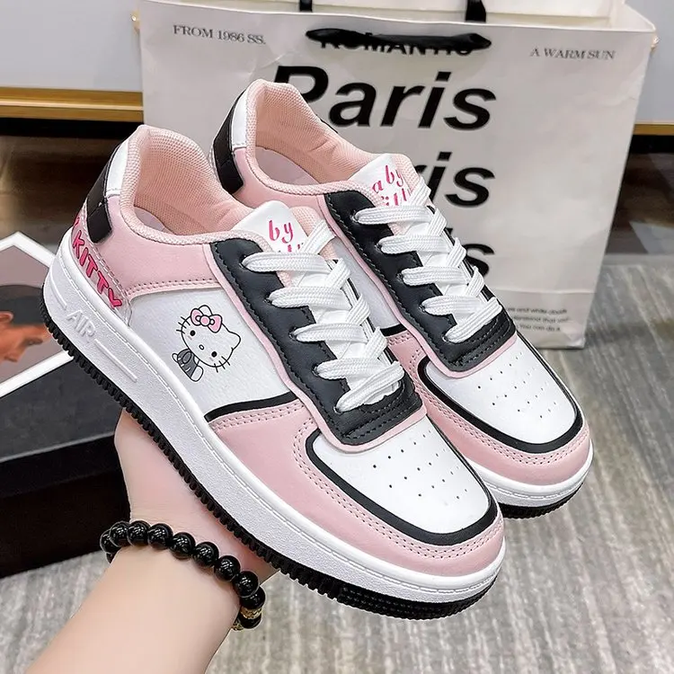 

Женские дышащие кроссовки Hello Kitty, маленькие белые кроссовки в Корейском стиле, модная розовая Женская обувь, весна 2022
