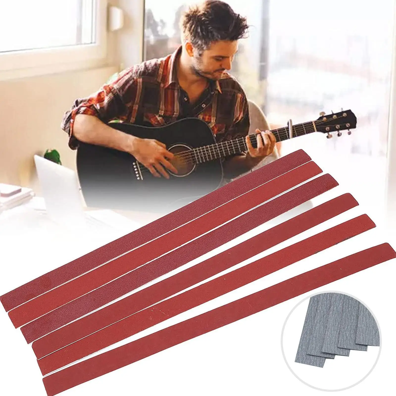 

400mm Guitar Sandpaper Strips Levelling Beam Anti-blocking Adhesive Sandpaper Strips 2 Color