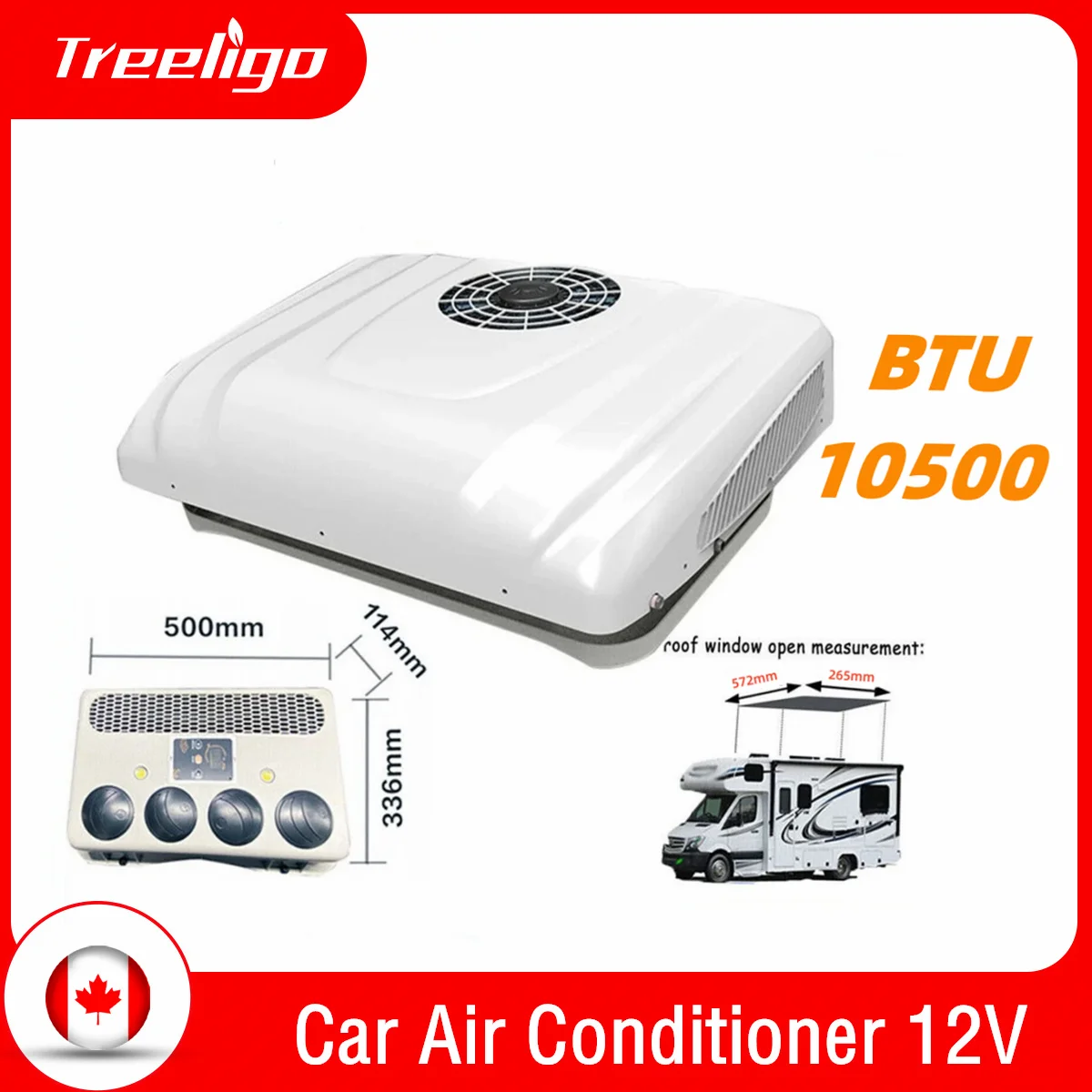 

Treeligo 10500BTU RV Rooftop Motorhome Electric Air Conditioner Cool 12V Car Ceiling Parking ac 24v for Truck Camper Van Caravan