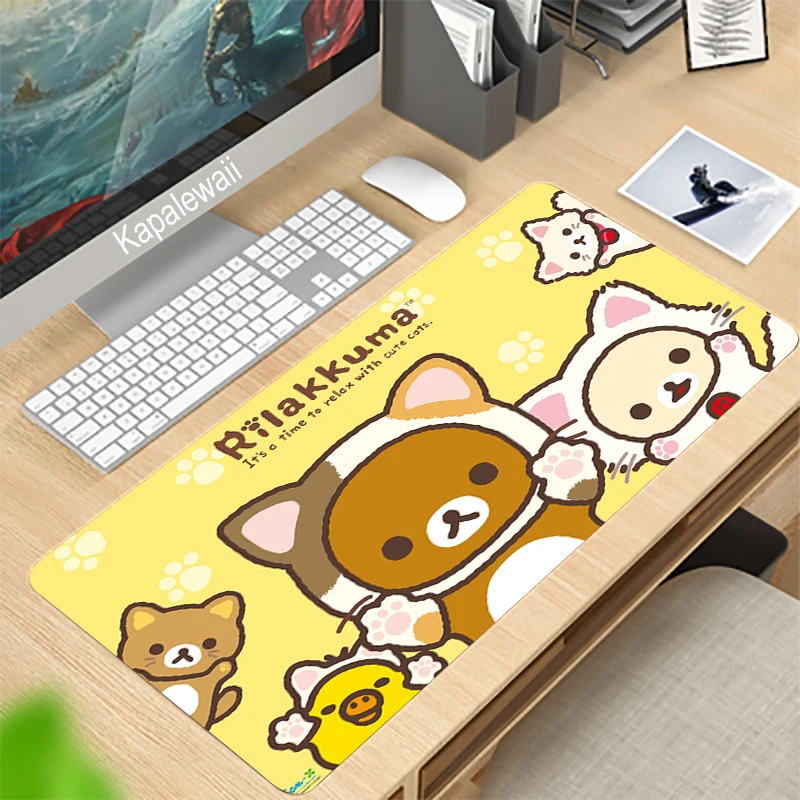

Computer Mouse Pad Cute Rilakkuma Bear Natural Rubber Gaming mousepad Desk Mat Free Shipping Large Mouse Pad Keyboards Mat