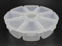 2 clear round beads display box case 8 compartments storage container 102mm