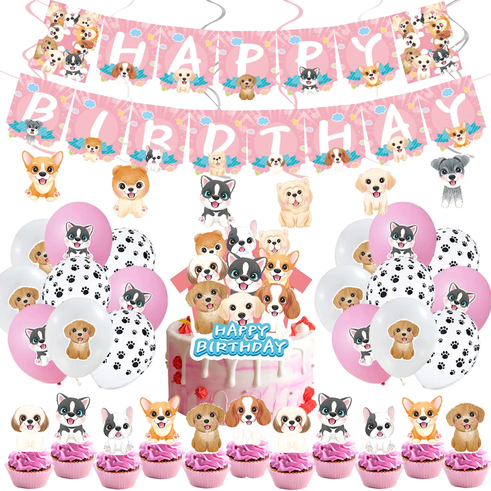 1Set Pink Dog Paw Birthday Party Decorations 12inch Latex Balloons Cake Decoration Wedding Crafts Baby Shower Party Decoration