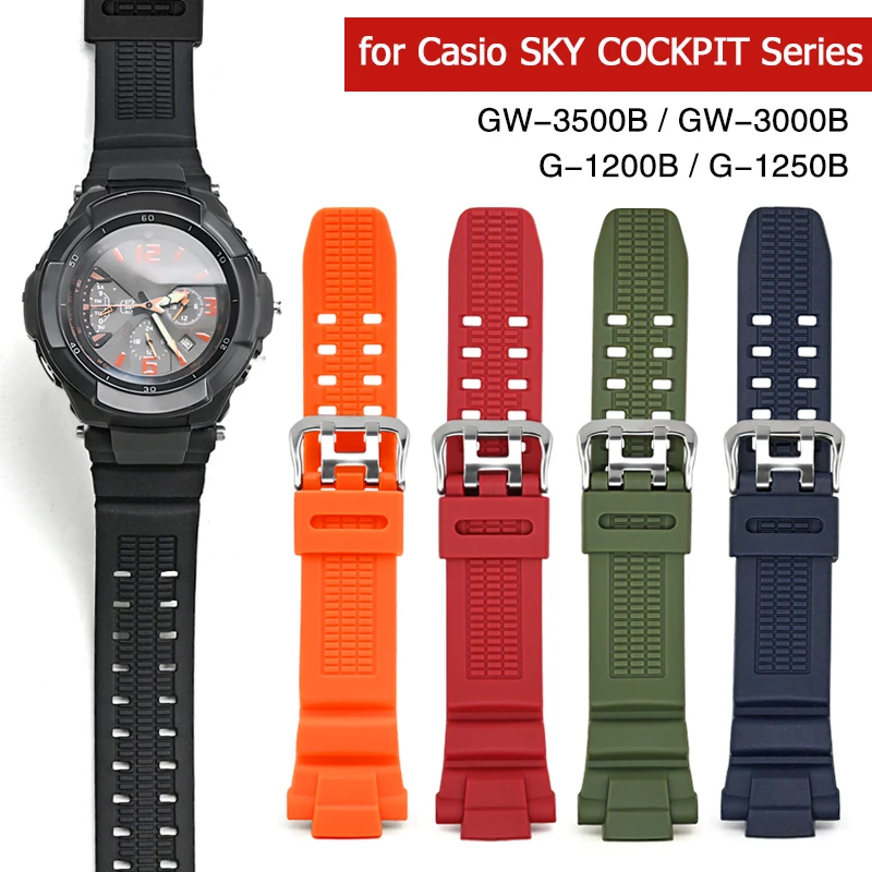 Резиновый ремешок для Casio G-shock GW-3500B GW-3000B GW-2000 G-1200B G-1250B мужской спортивный