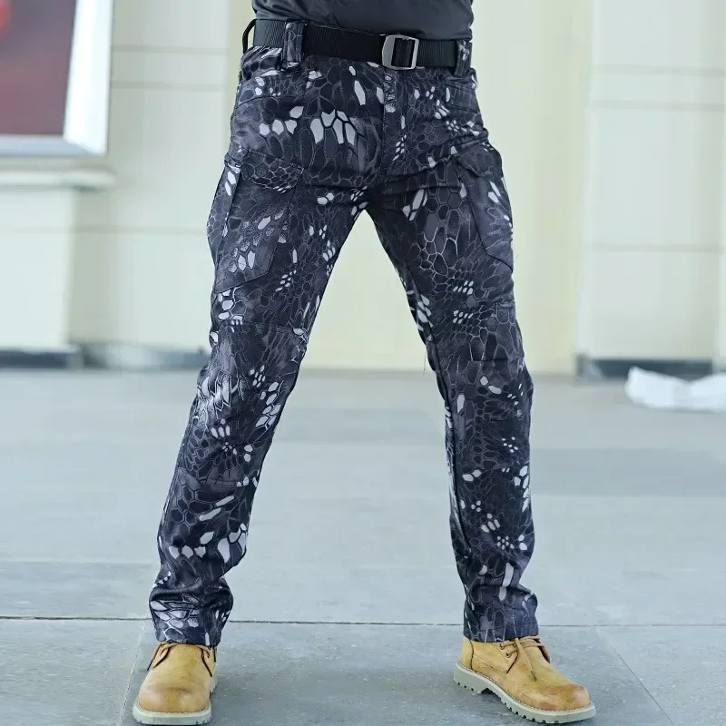 Мужские водонепроницаемые и теплые брюки повседневные длинные с несколькими