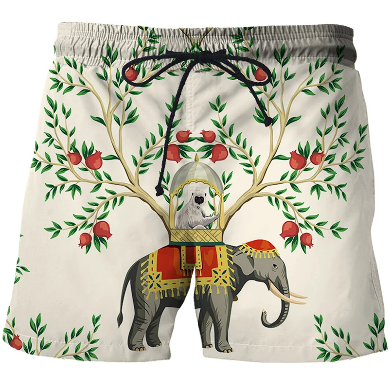 2022 Summer Men Women Unisex Casual 3D Print Flower, bird and plant illustration Fashion Male Pants Shorts Oversized Beach Short