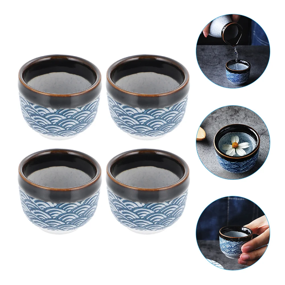 

4 Pcs Glass Sake Mug for Hotel Rice Cup Sushi Kit Chinese Tea Japanese Ceramic Cups Coffee