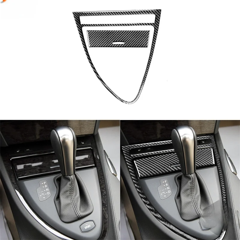

Черные наклейки из углеродного волокна для BMW 6 серии E63 E64 2004-2010, автоматическая коробка передач, коробка для хранения, аксессуары для салона автомобиля