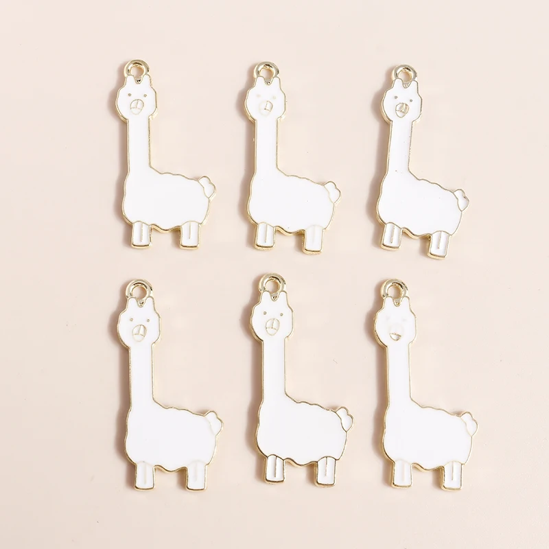 

10pcs Cartoon Alloy Enamel Animal Alpaca Charms Pendants for Making Earrings Necklaces DIY Bracelets Crafts Jewelry Findings
