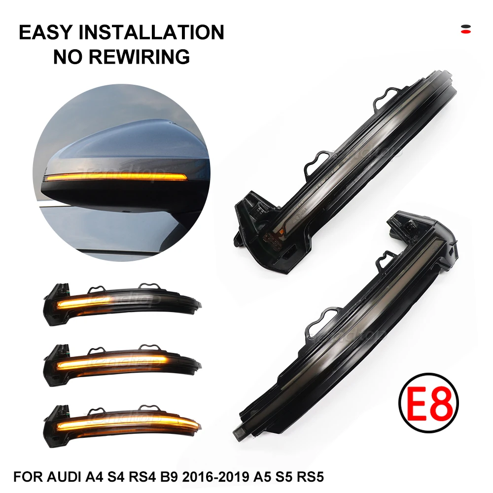 

Dynamic Turn Signal LED Light Side Wing Rearview Mirror Indicator Sequential Blinker For Audi A4 S4 RS4 B9 A5 S5 RS5 2017-2019