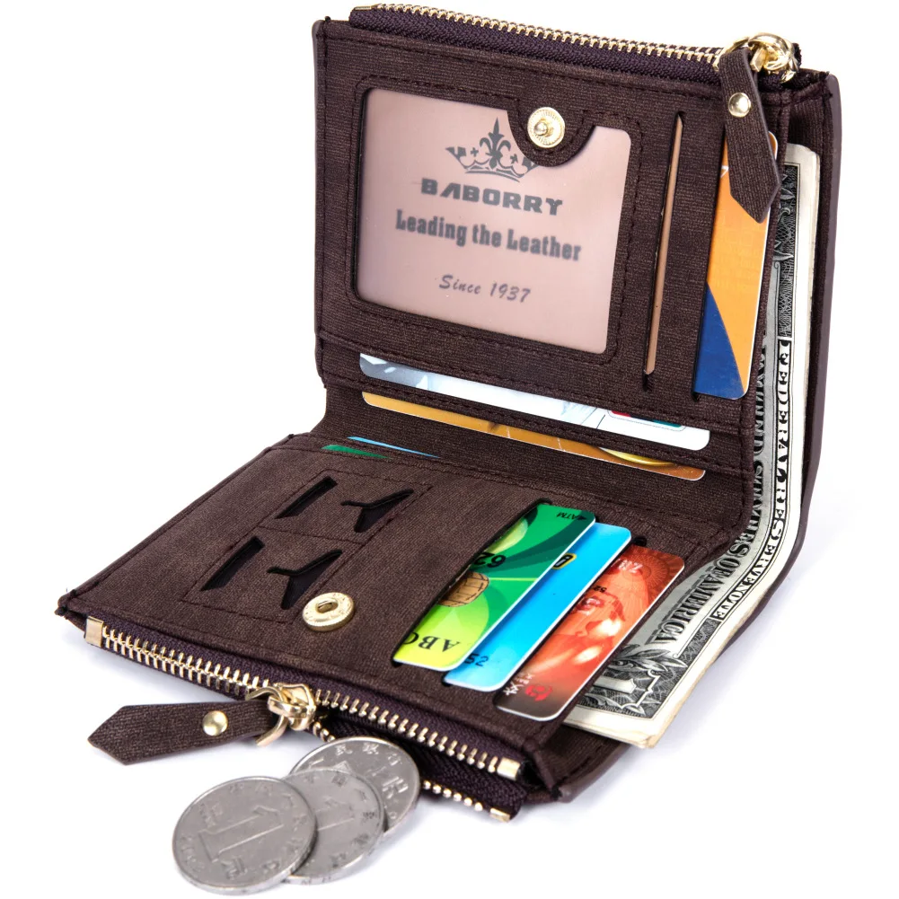 

RFID Protect Men Wallet Solid Soft PU Coin Purse Card Holder Short Wallets Design Slim Wallet for Men Geldbeutel Herren