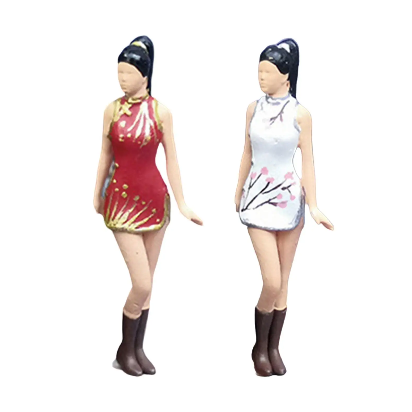 1/64 фигурки диорамы из смолы реалистичный персонаж миниатюрная леди с Cheongsam для