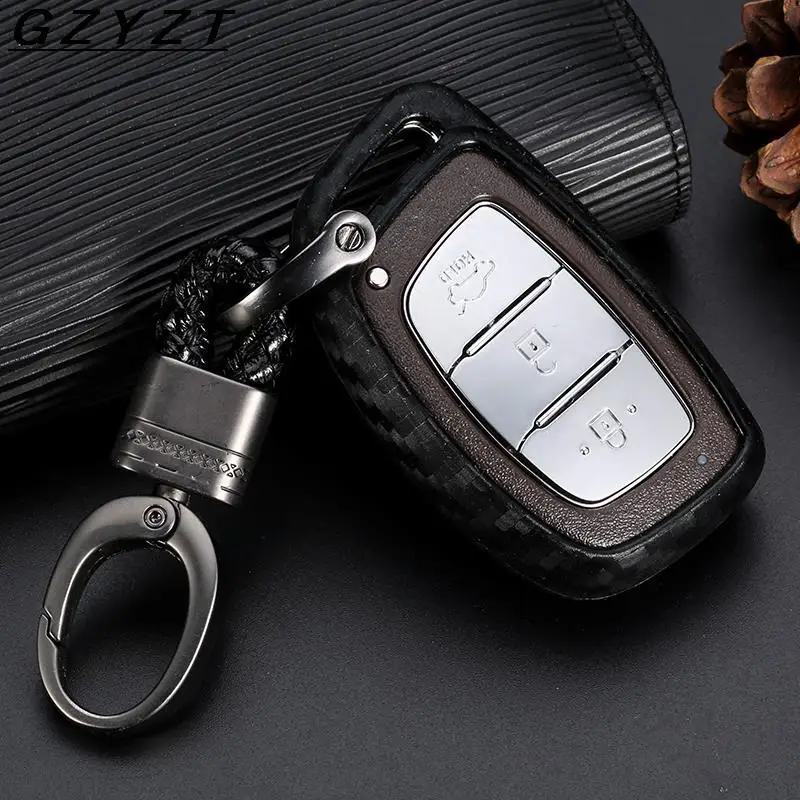 

Carbon Fiber Pattern Silicone Car Key Case Keychain Cover For Hyundai Elantra Tucson Mistra Verna Sonata IX25 IX35 Smart Keys