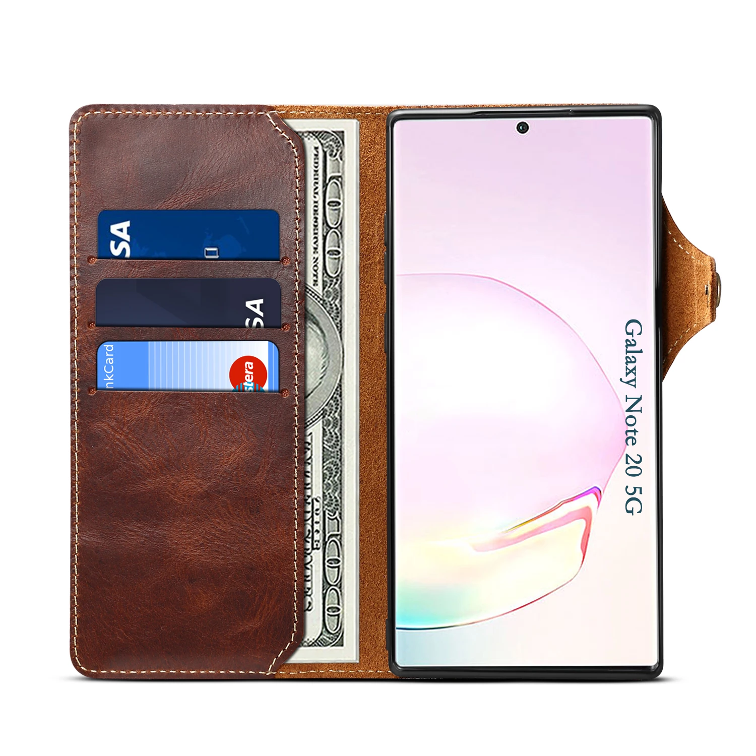 Luxury Genuine Leather Flip Case For Samsung Galaxy Note 20 10 S23 S22 S21 S20 S10 Plus Ultra S10E Wallet Cover Wrist Strap Etui