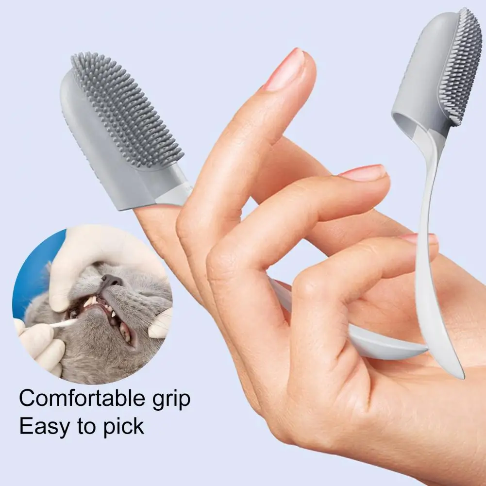

Pet Finger Toothbrush Soft Bristles One-finger Operation Comfortable Grip Teeth Care Dog Cat Cleaning Brush for Daily Use