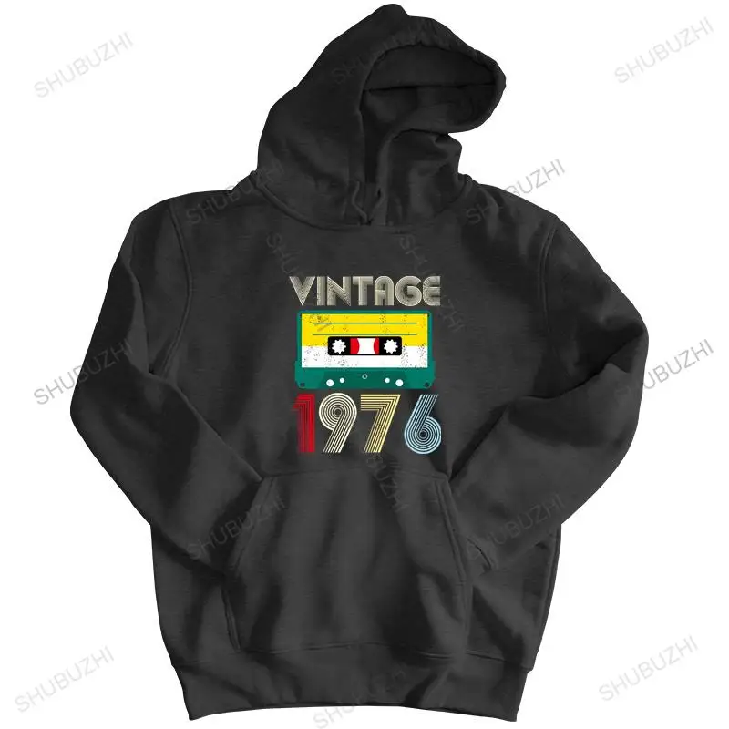 

men autumn sweatshirt black hoody 45rd Birthday Gift Vintage 1976 Year Old cotton sweatshirt for boys