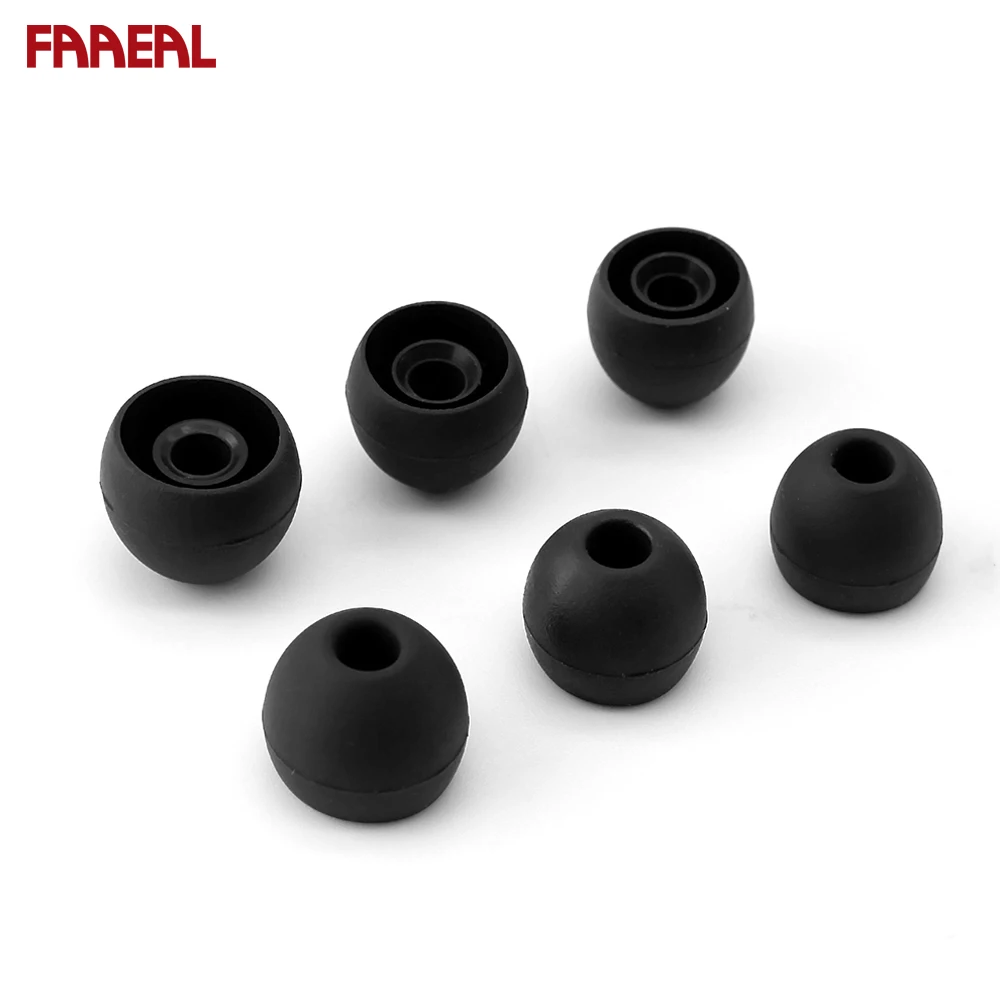 

FAAEAL 3Pair(6pcs) Soft Silicone Ear Tips Universal Noise Isolating Earpads Replacement In Earphone Covers Cap Accessories