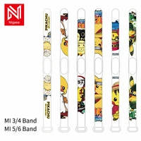 pokemen style strap for mi band 5 6 7 cartoon cute print silicone bracelet rubber wrist band replacement for xiaomi mi 3 4 5