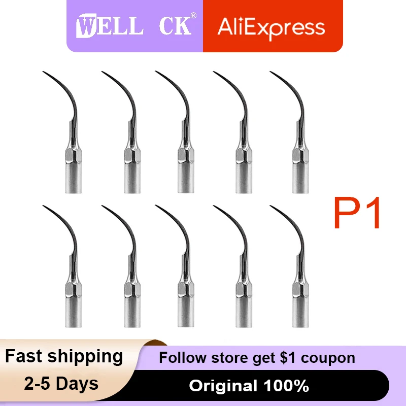 

10pcs/pack P1 Dental Ultrasonic Scaler Scaling Tips Handpiece fit EMS Woodpecker UDS