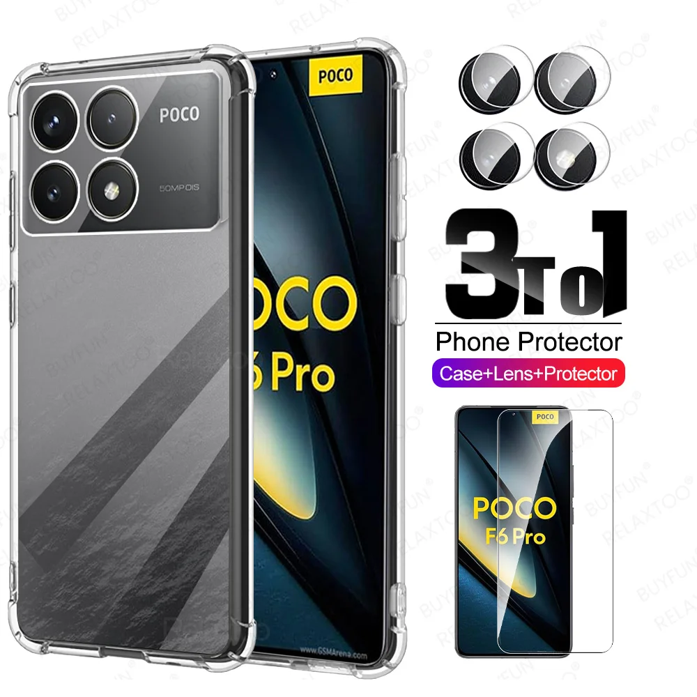 Переднее Защитное стекло для камеры 3To1 Xiaomi Poco F6 X6 Pro чехол протектор экрана Little F6Pro