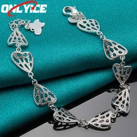 925 sterling silver heart mesh bracelet ladies fashion glamour christmas party wedding engagement jewelry
