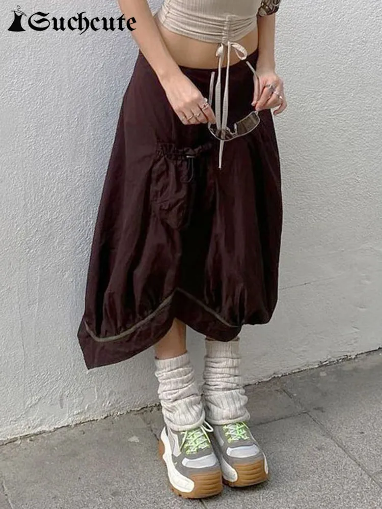 

Юбка-миди в стиле Харадзюку, с заниженной талией