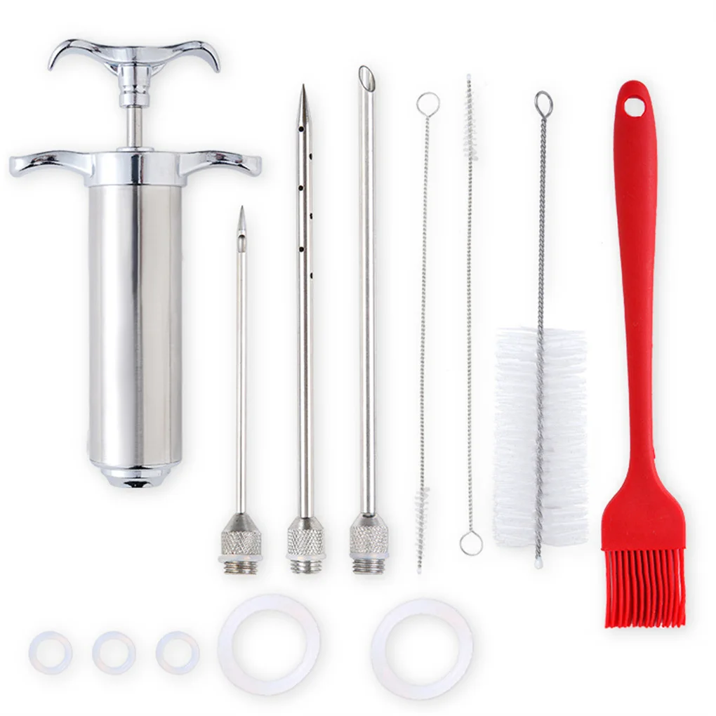 

Kitchen Stainless Steel Chicken Stuffing Tool Beef Meat BBQ Grilling Marinade Flavoring Kit Detachable Party Kitchen Cooking