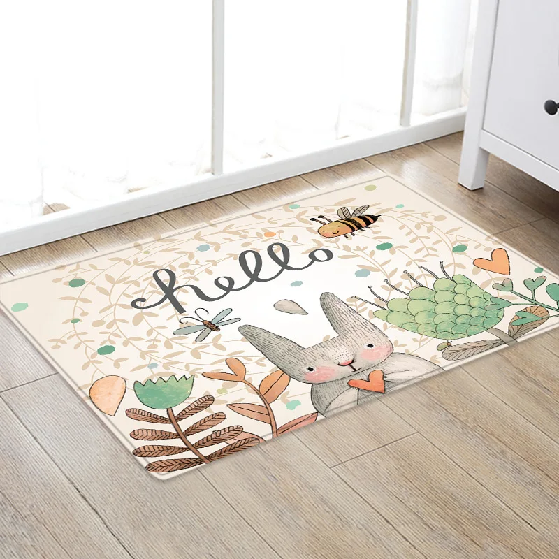 

Easter Eggs Rabbit Floor Mat Bathroom Anti-slip Absorbe Living Room Carpet Entrance Doormat Floor Area Rug Easter Party Deco