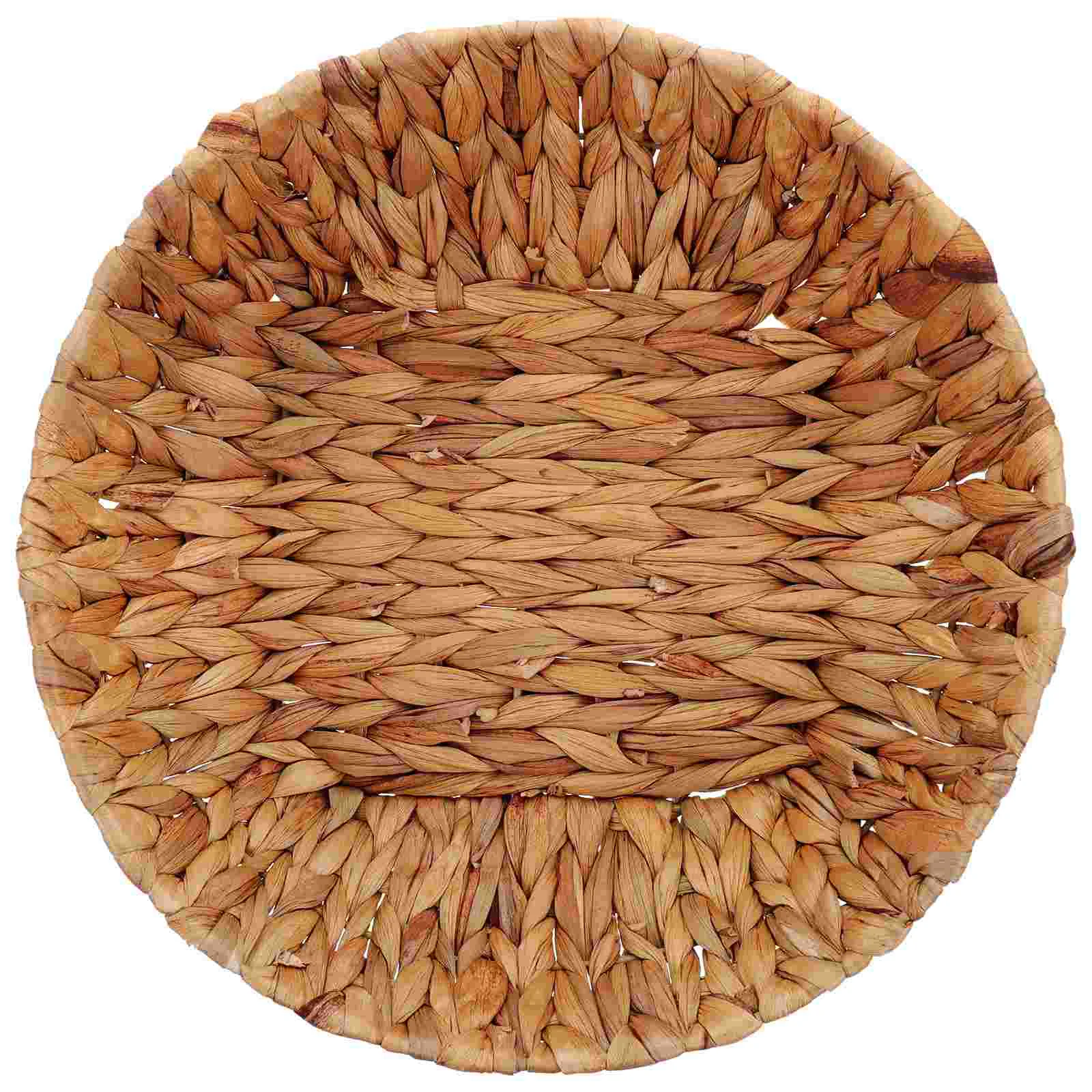 

Woven Round Fruit Tray Handmade Bread Basket Tabletop Snack Organizing Basket