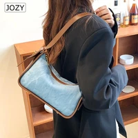 luxury brand women shoulder bag 2022 new blue denim fashion underarm short strap bags for women shoulder handbag and purse girls