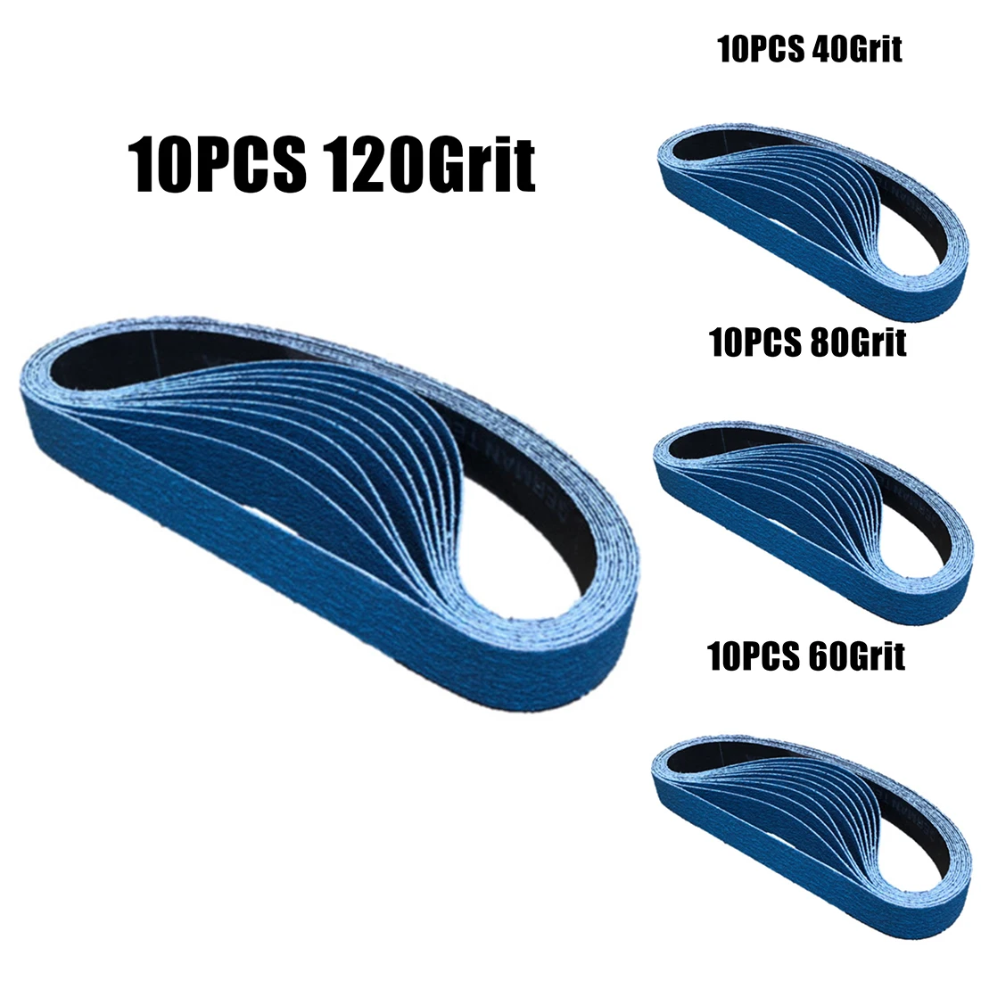 

10pcs 20mm*520mm Sanding Belts Blue Zirconia Abrasive Belts Grit 40/60/80/120 Wood Paint Polishing Sander Belt Grinder Sandpaper