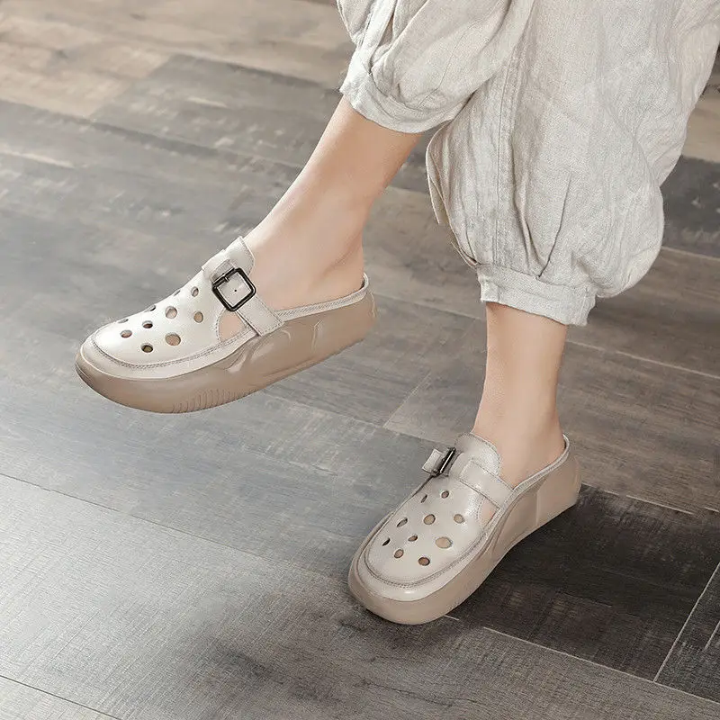 

Мюли Женские повседневные, дышащие шлепанцы на платформе, с губчатой подошвой, тапки, 2023