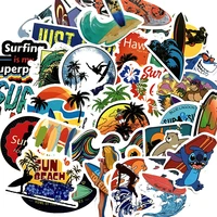 50 sheets of sea sports surfing cartoon style car stickers decorative stationery mobile phone tablet dumb film diysticker kawaii