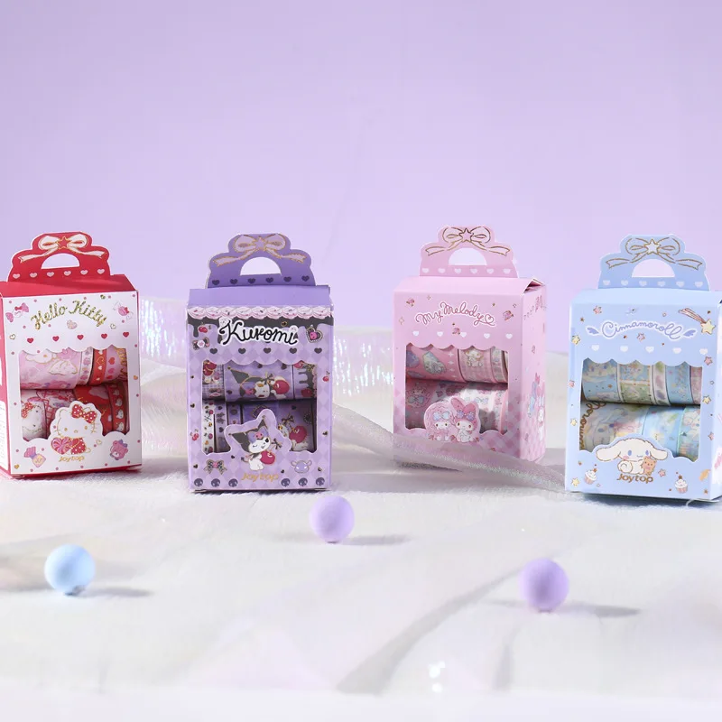 

Good Time Series Mymelody Kuromi Cute Cartoon Bronzing Stickers Decoration Hand Account Notebook Water Cup Tape 10 Rolls Boxed