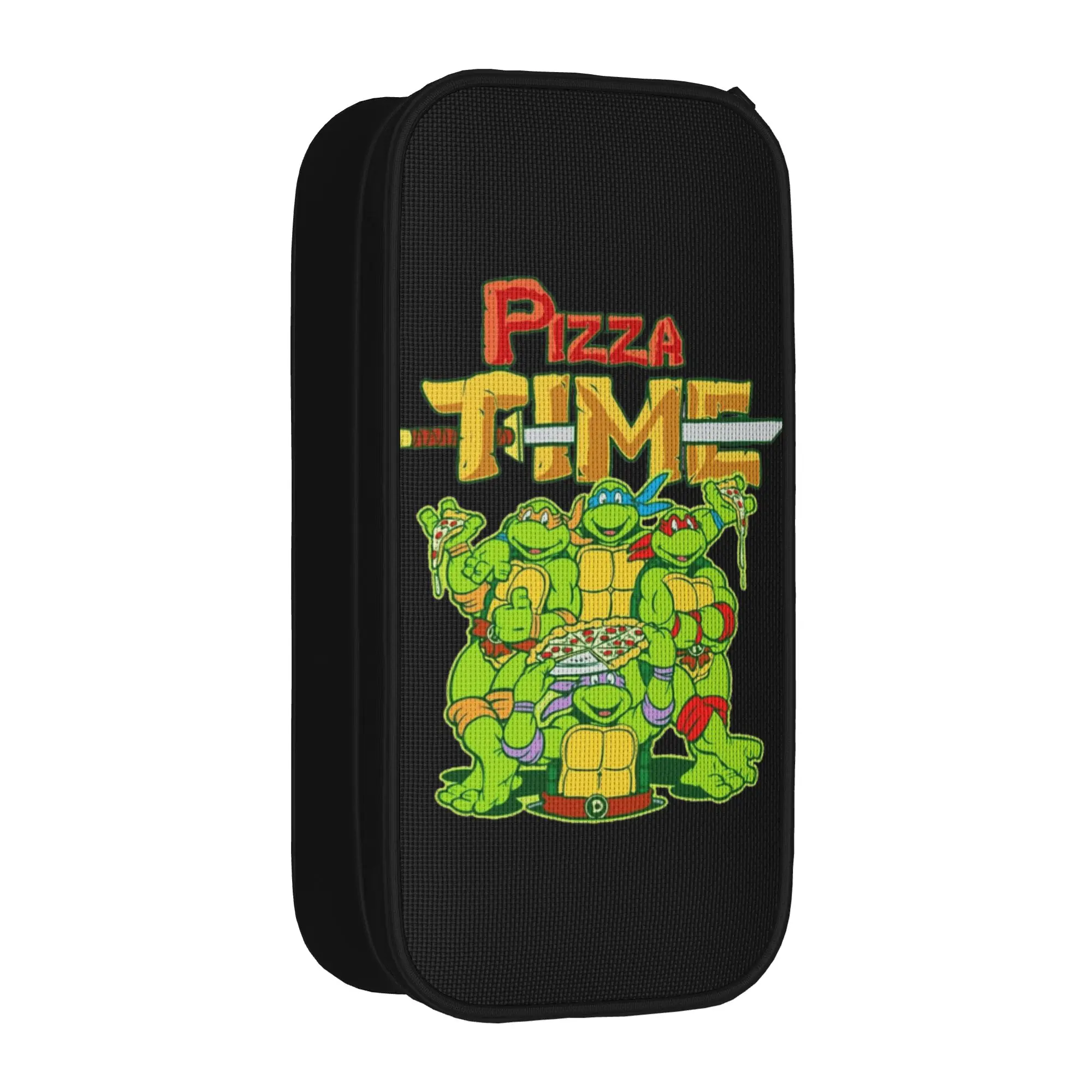 Фото Креативные черепашки TMNT   Пенал-косметичка Pizza Time для школьников, вместительный, на молнии, для канцелярских принадлежностей №1