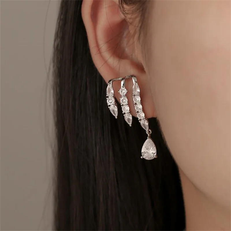 

New High Quality Real 925 Silver Needle Fashion Shiny Zircon Ladies Stud Earrings Jewelry Women Female Wholesale Anti Allergy
