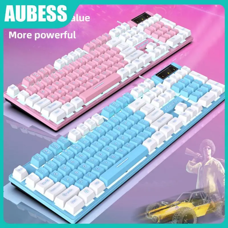 

104 Keys Ergonomics Wired Game Keyboard Suspended Luminous E-sports Keyboards White Backlight Mechanical Keyboard Wired Usb