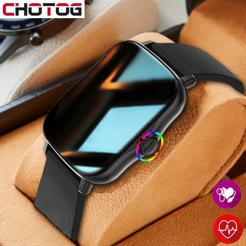 

Смарт-часы CHOTOG 2021 для мужчин и женщин, экран 1,72 дюйма, пульсометр, водонепроницаемые спортивные Смарт-часы с трекером сна, часы PK P8 Plus