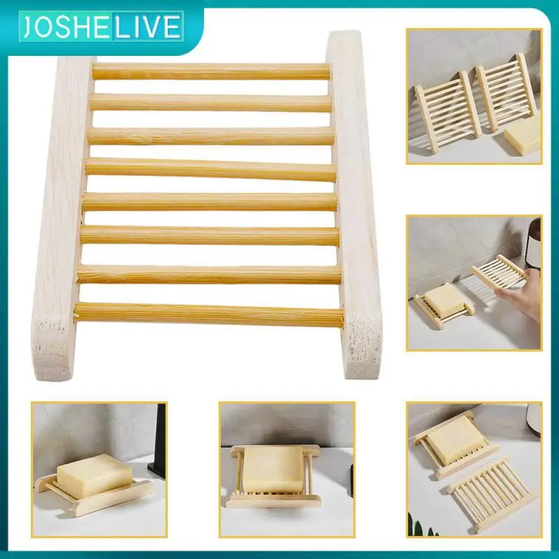 

Soap Box Storage Natural Wood Wash Soap Holder Creative Contracted Bath Shower Plate Home Bathroom Organizer Soap Dishes Drain
