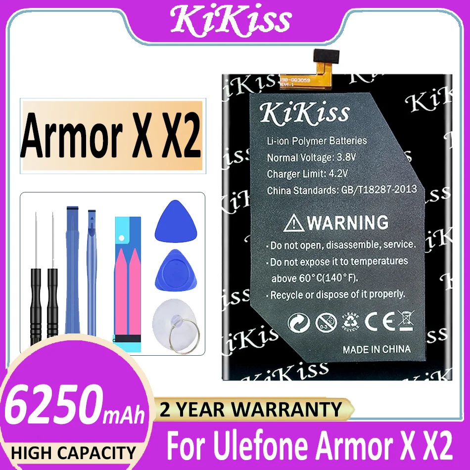 

Original KiKiss Powerful Battery X X2 6250mAh for Ulefone Armor X /X2 3059 Bateria