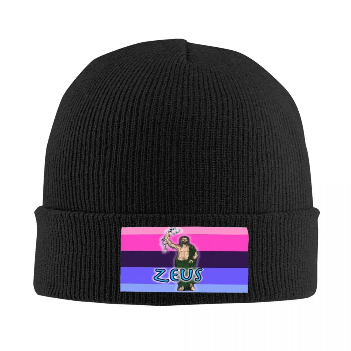 

Zeus With The Omnisexual Flag Knitted Hat Velvet Applique Warm Valentine's Day Gift