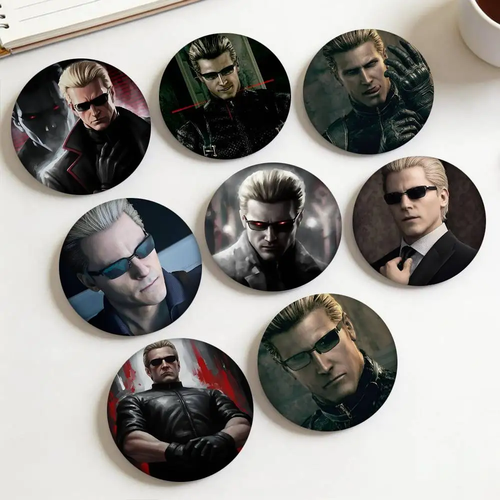 Фото Забавный круглый значок Albert Wesker, креативная брошь, аксессуар для одежды и рюкзака, значок на лацкан №3