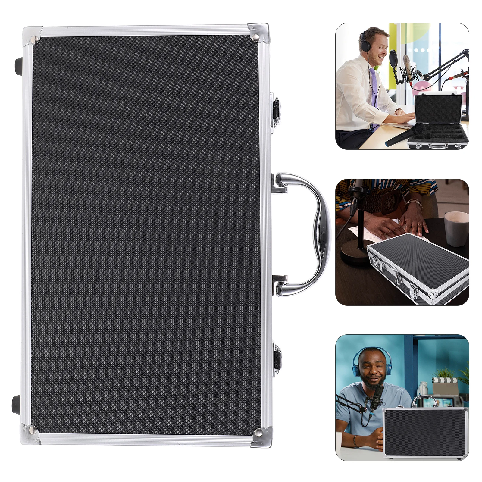 

Microphone Box Storage Suitcase Equipment Case For Audio Organizer Boxes Sturdy Aluminum Holding Studio Alloy Sponge Handheld