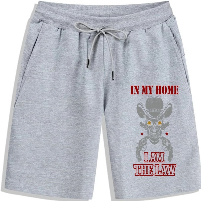 

New Spring High-Elastic Cotton IN MY HOME I AM THE LAW SKULL GUNS SHERIFF COWBOY Mens Black Shorts Summer Shorts