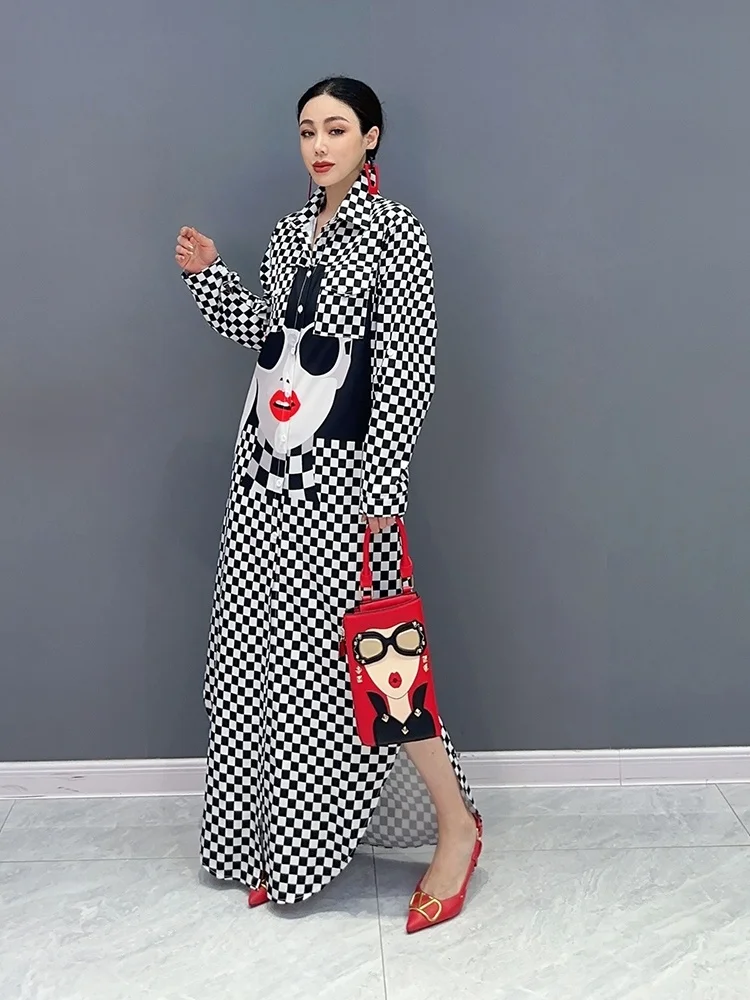 Новинка лета 2024 корейское модное платье-рубашка Vefadisa ZXF220B в клетку с