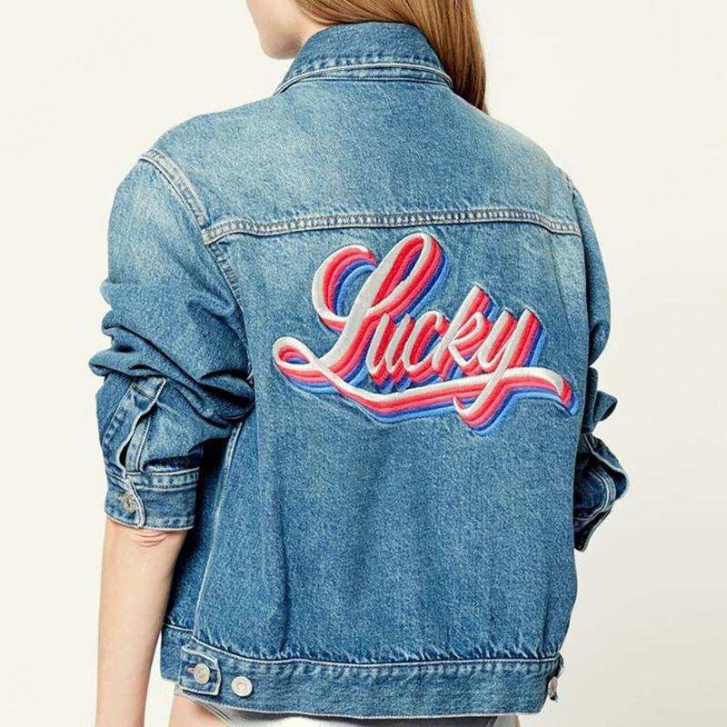 Women's coat Autumn/Winter 2022 New style High Street Fashion Casual Back Letter Embroidery Women's Casual Denim Jacket