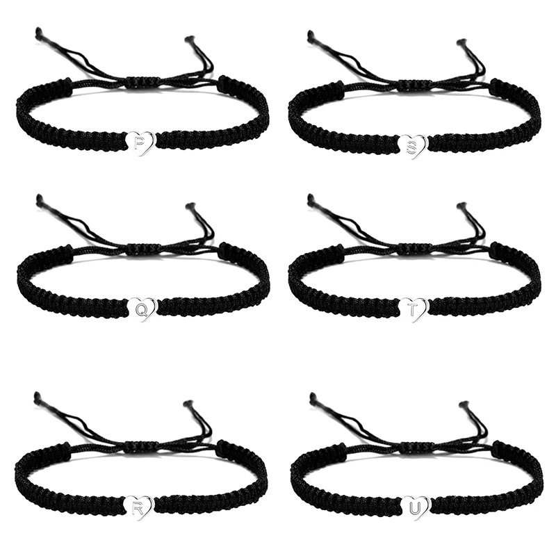 Браслеты с 26 буквами в форме сердца для женщин и мужчин